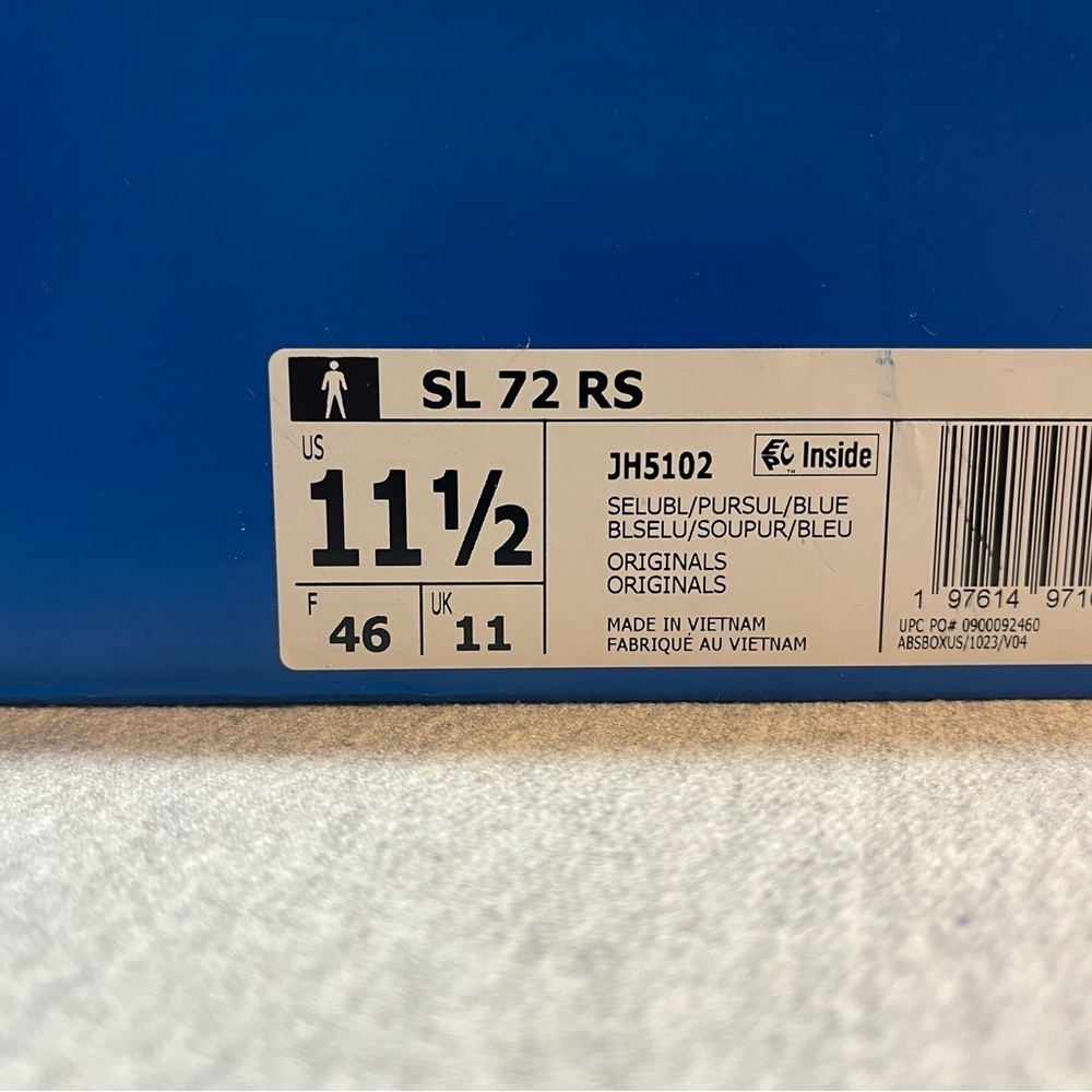 Adidas Originals SL 72 RS Semi Lucid Blue Pure Sulfur NBY Men' Size 11.5 JH5102‍ - Picture 11 of 11